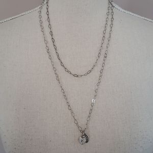 Silver heart wrap necklace